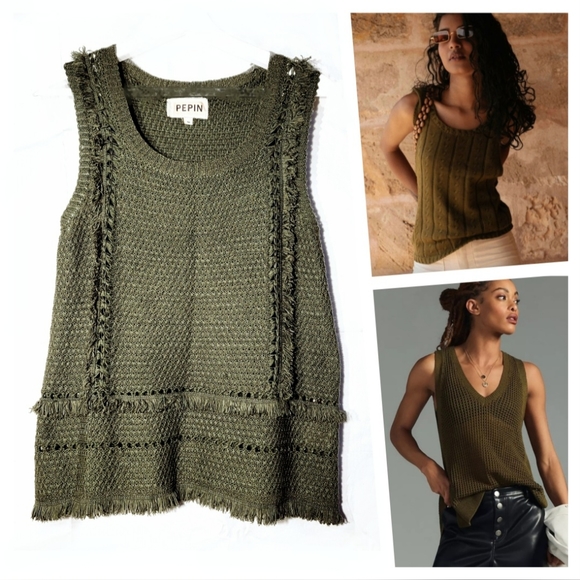 Pepin Sleeveless Fringe Boho Knit Tank Top - Picture 1 of 9